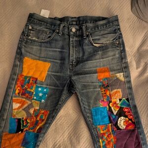 Levi's 513 Jeans with Colorful Patchwork Belonged To Well Known Detroit Bassist